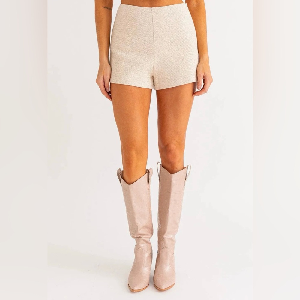 High Waist Cream Women Shorts